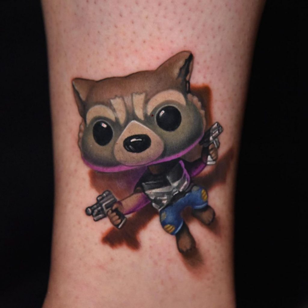 Rocket Ratcoon Funko on Arm